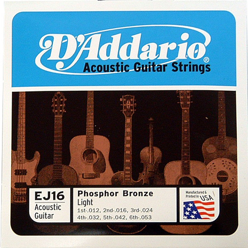 D'Addario<br>Phosphor Bronze<br>12-53 Light<br>EJ16