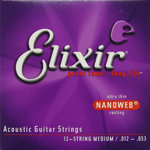 Elixir<br>Acoustic Guitar Strings<br>NANOWEB<br>12-String Medium